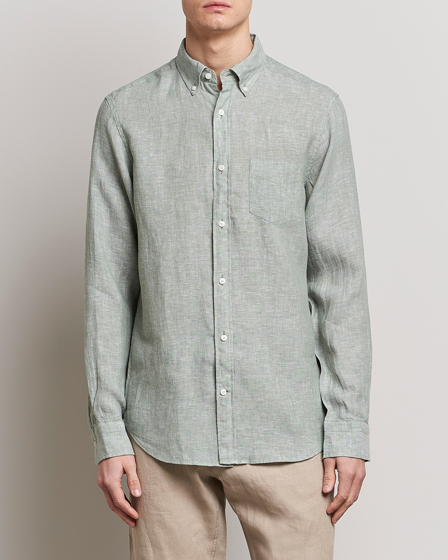 Uomini | Camicie | GANT | Regular Fit Linen Shirt Calamata Green