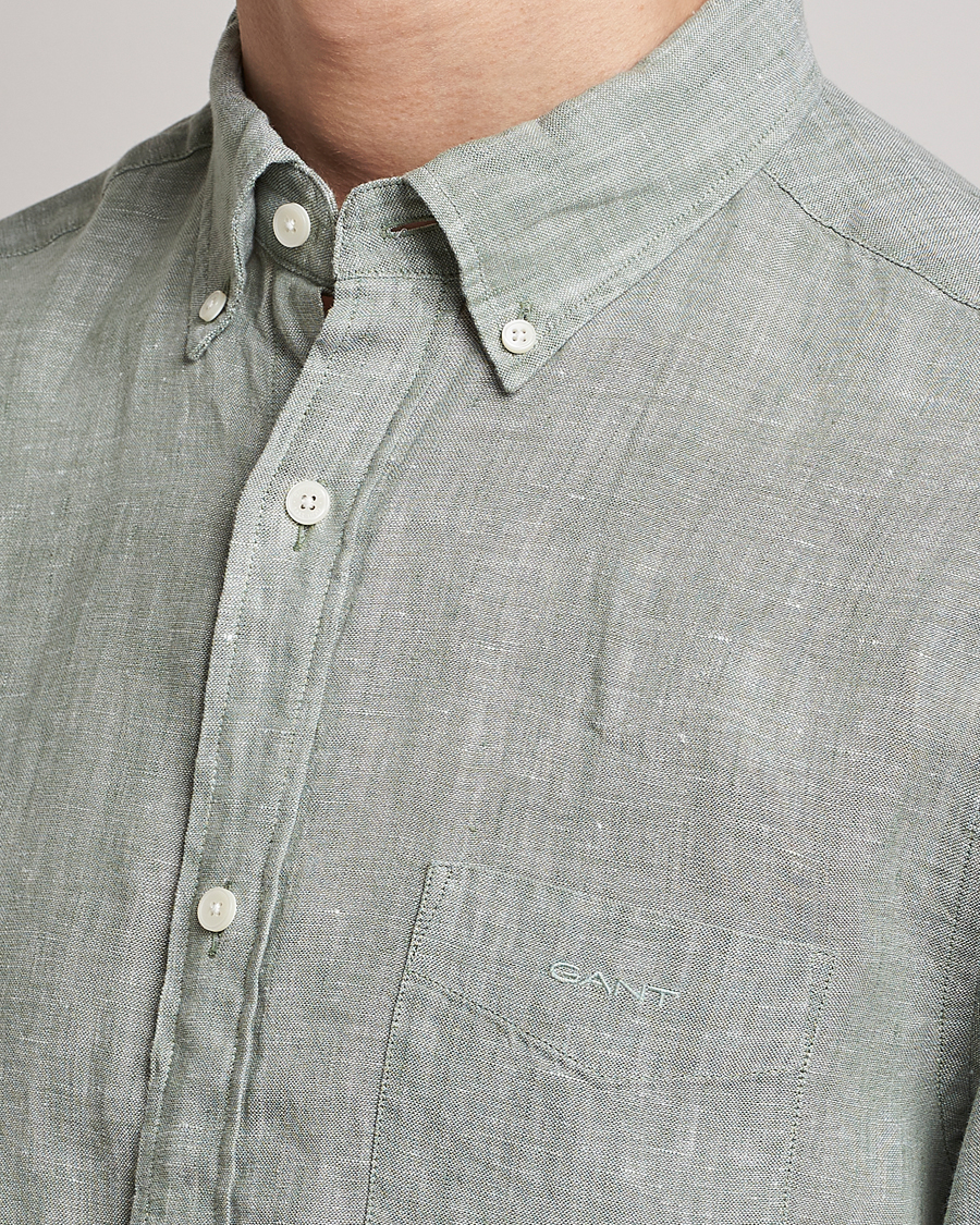 Uomini | Camicie | GANT | Regular Fit Linen Shirt Calamata Green