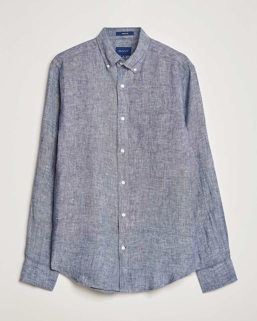 Uomini | Camicie | GANT | Regular Fit Linen Shirt Marine