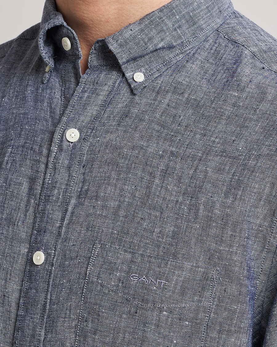 Uomini | Camicie | GANT | Regular Fit Linen Shirt Marine