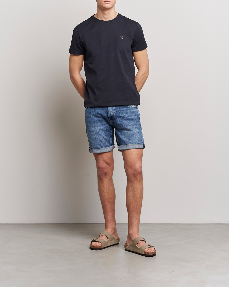 Uomini | T-shirt | GANT | Cotton Pique Crew Neck T-Shirt Black