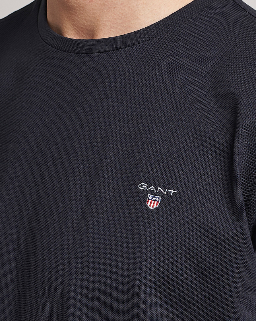 Uomini | T-shirt | GANT | Cotton Pique Crew Neck T-Shirt Black