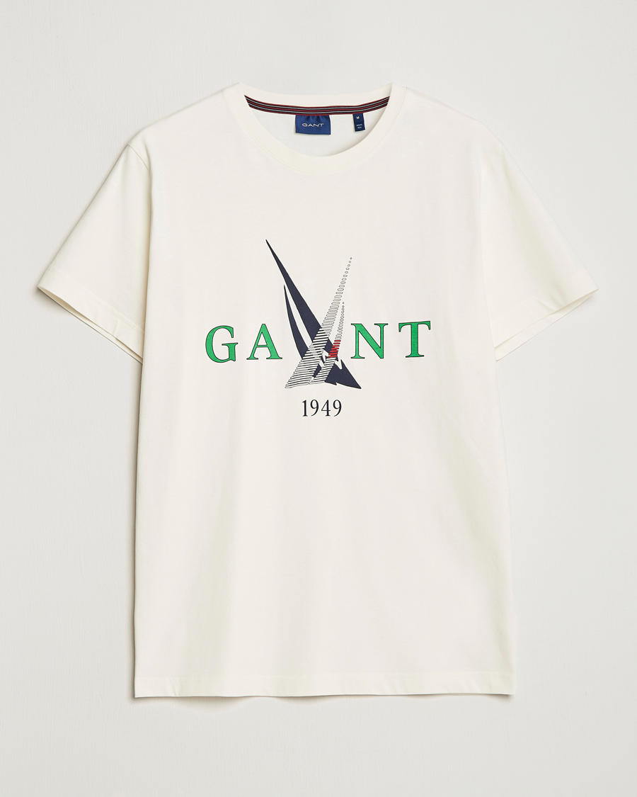 Uomini | T-shirt | GANT | Sailing Logo Crew Neck T-Shirt Cream
