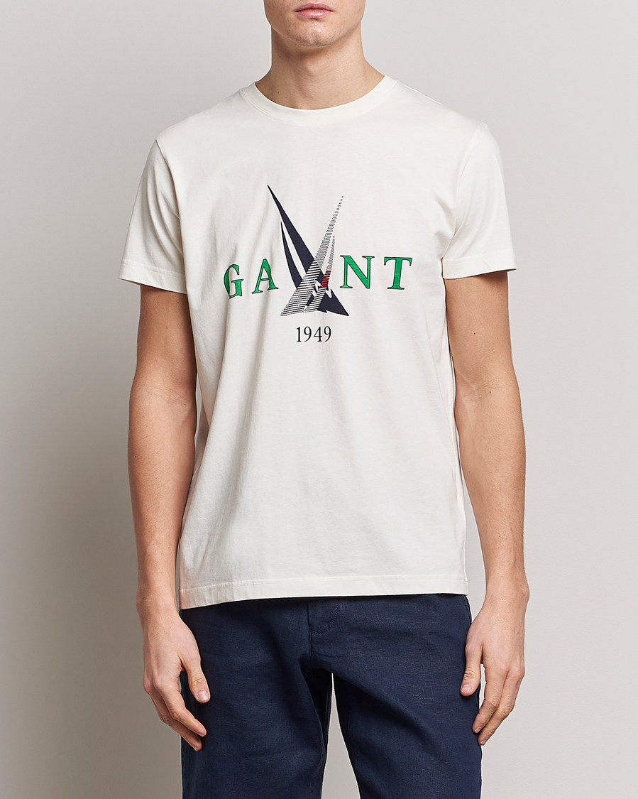 Uomini | T-shirt | GANT | Sailing Logo Crew Neck T-Shirt Cream