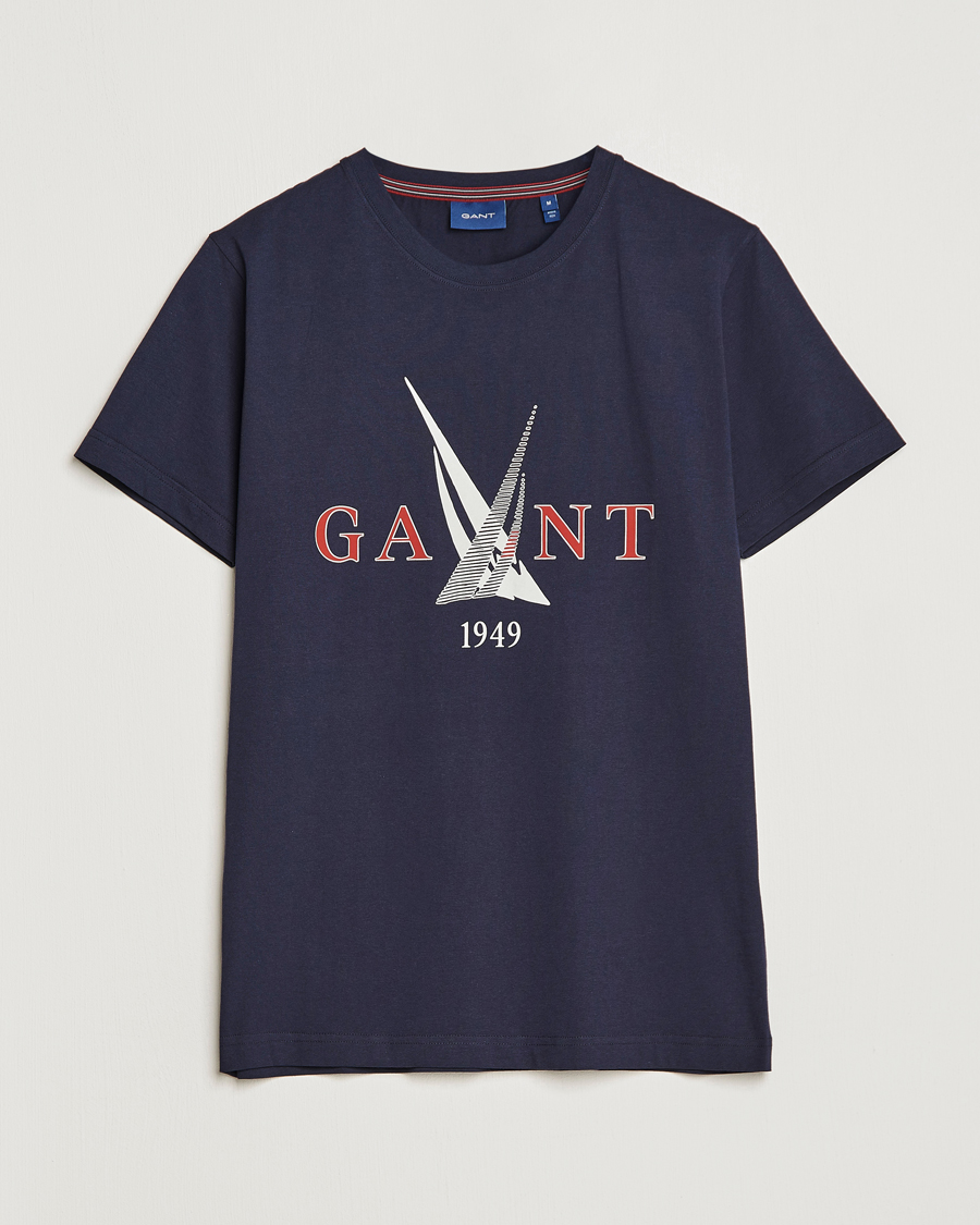 Uomini | T-shirt | GANT | Sailing Logo Crew Neck T-Shirt Evening Blue
