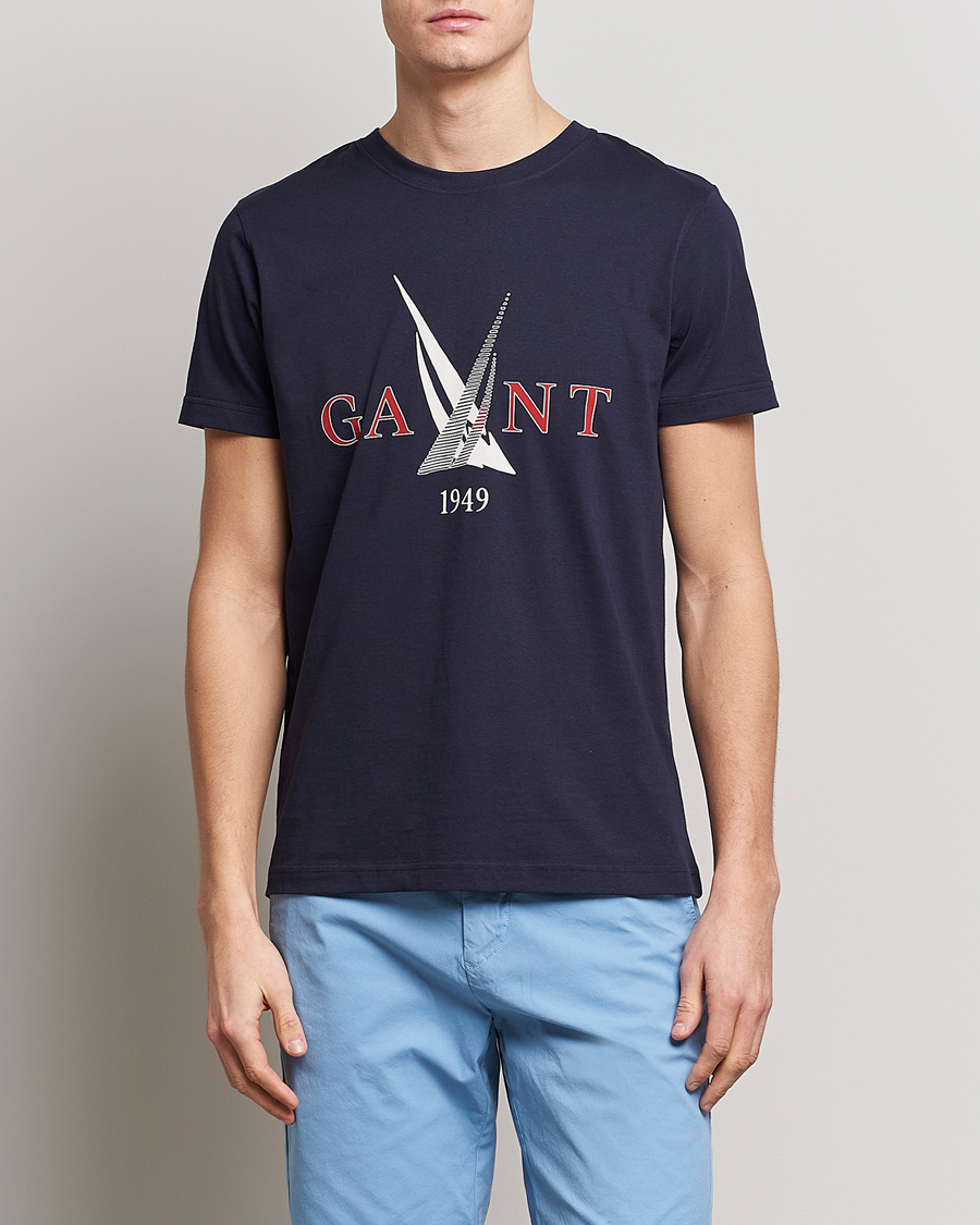 Uomini | T-shirt | GANT | Sailing Logo Crew Neck T-Shirt Evening Blue