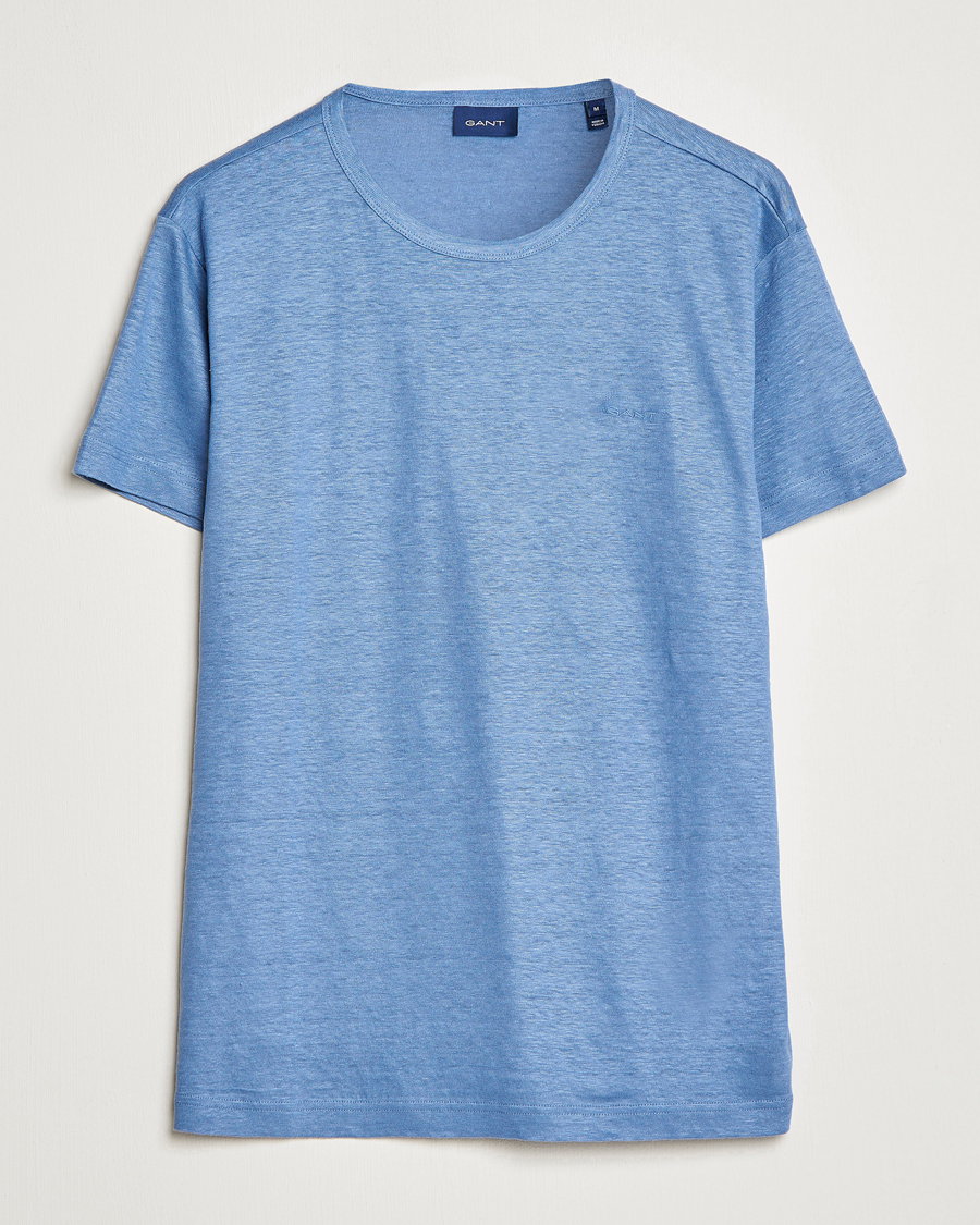 Uomini | T-shirt | GANT | Cotton/Linen Crew Neck T-Shirt Salty Sea Blue
