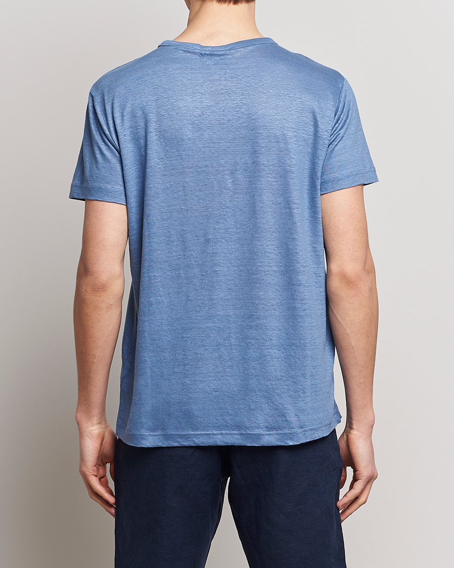 Uomini | T-shirt | GANT | Cotton/Linen Crew Neck T-Shirt Salty Sea Blue