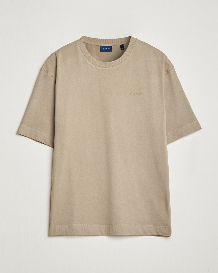 Uomini | T-shirt | GANT | Icon Crew Neck T-Shirt Taupe Beige