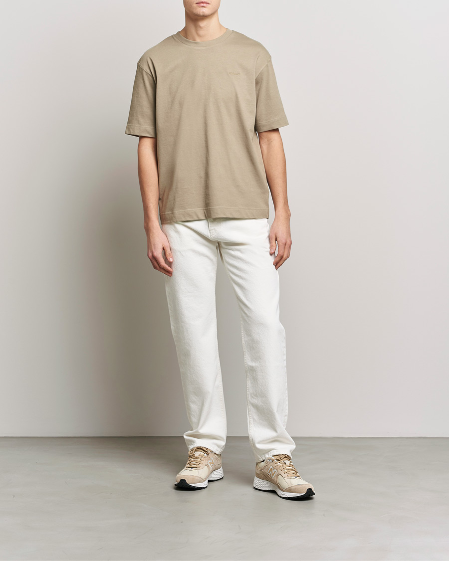 Uomini | T-shirt | GANT | Icon Crew Neck T-Shirt Taupe Beige