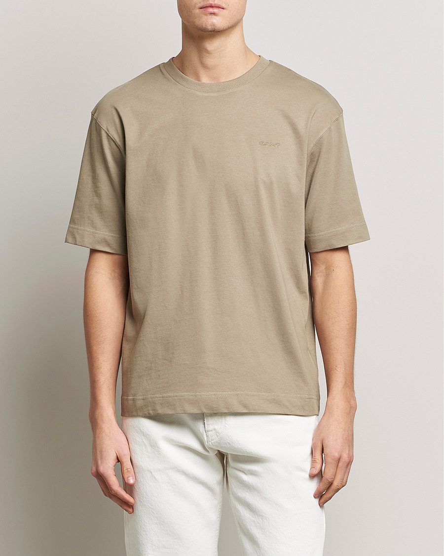 Uomini | T-shirt | GANT | Icon Crew Neck T-Shirt Taupe Beige