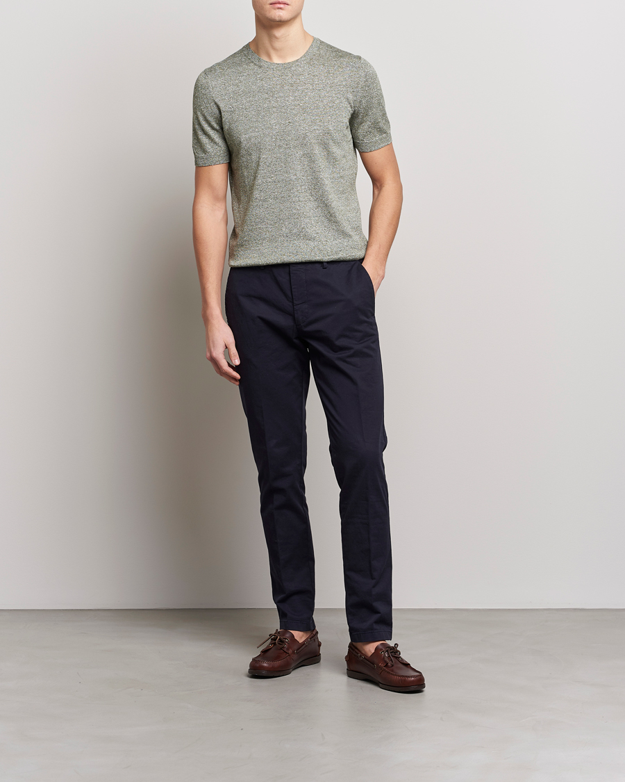 Uomini | T-shirt | Gran Sasso | Cotton/Linen Knitted Tee Green