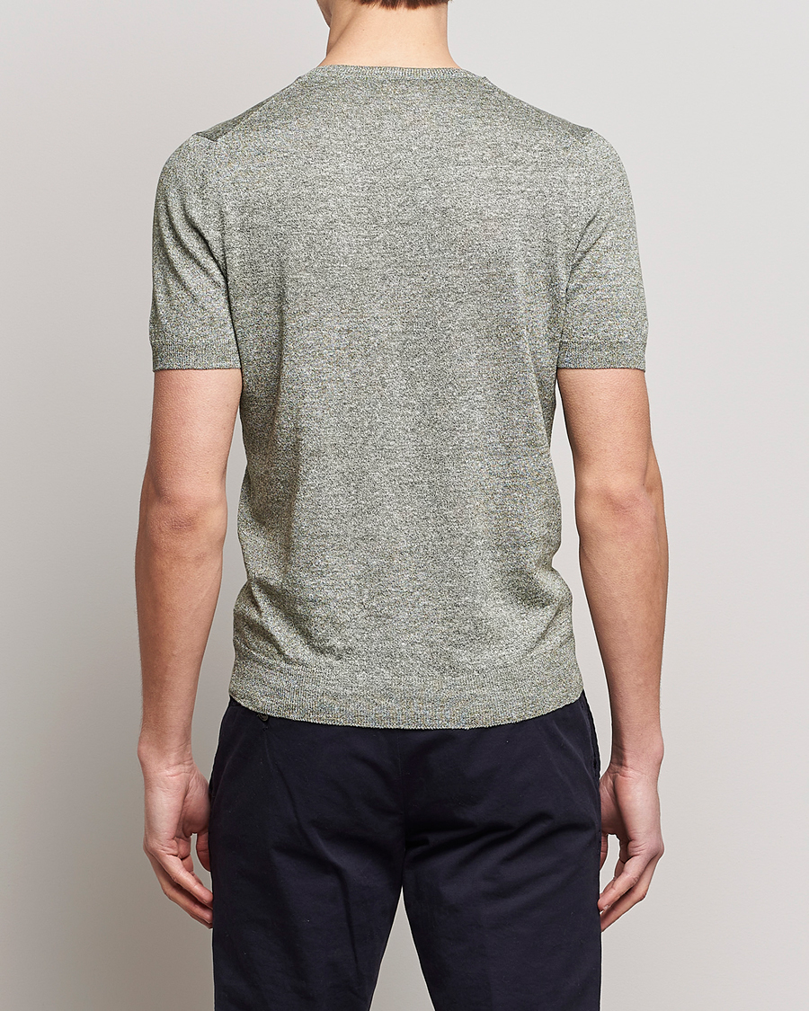 Uomini | T-shirt | Gran Sasso | Cotton/Linen Knitted Tee Green