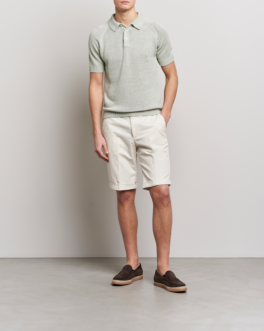 Uomini | Polo | Gran Sasso | Cotton/Linen Knitted Polo Light Green