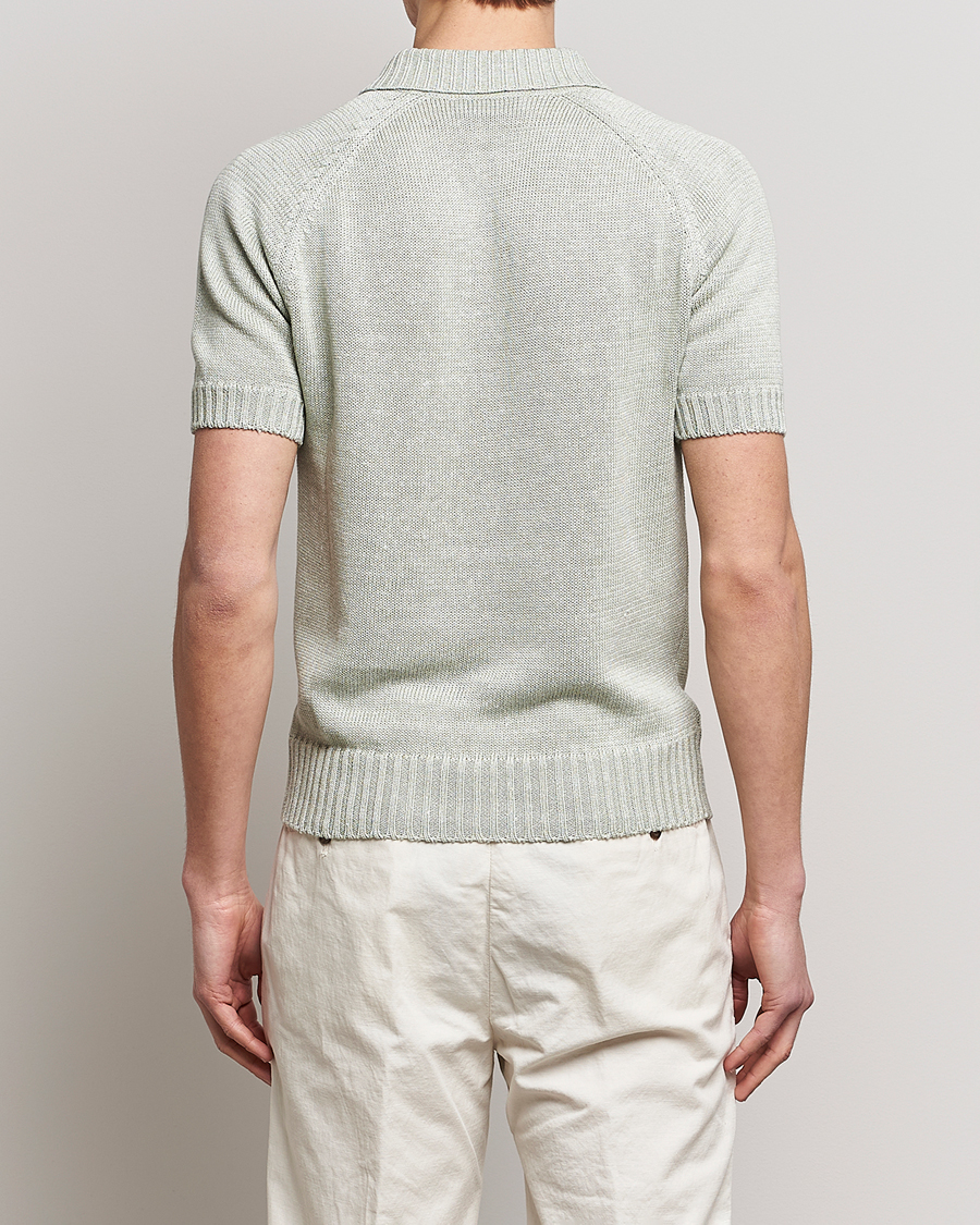 Uomini | Polo | Gran Sasso | Cotton/Linen Knitted Polo Light Green