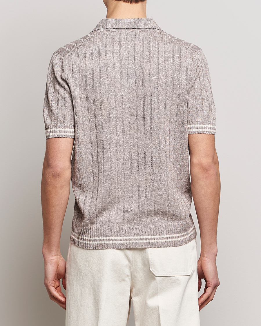 Uomini | Polo | Gran Sasso | Cotton/Linen Structured Knitted Polo Beige