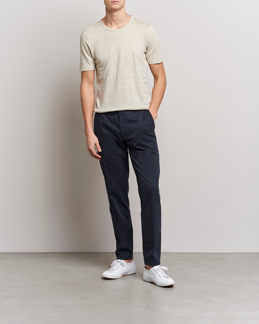 Uomini | T-shirt | Gran Sasso | Washed Linen Tee Beige