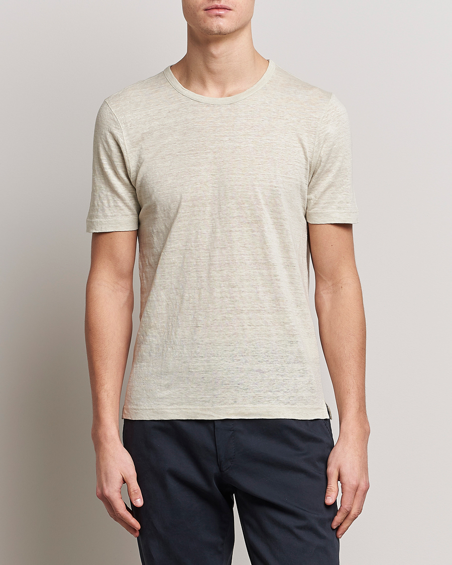 Uomini | T-shirt | Gran Sasso | Washed Linen Tee Beige