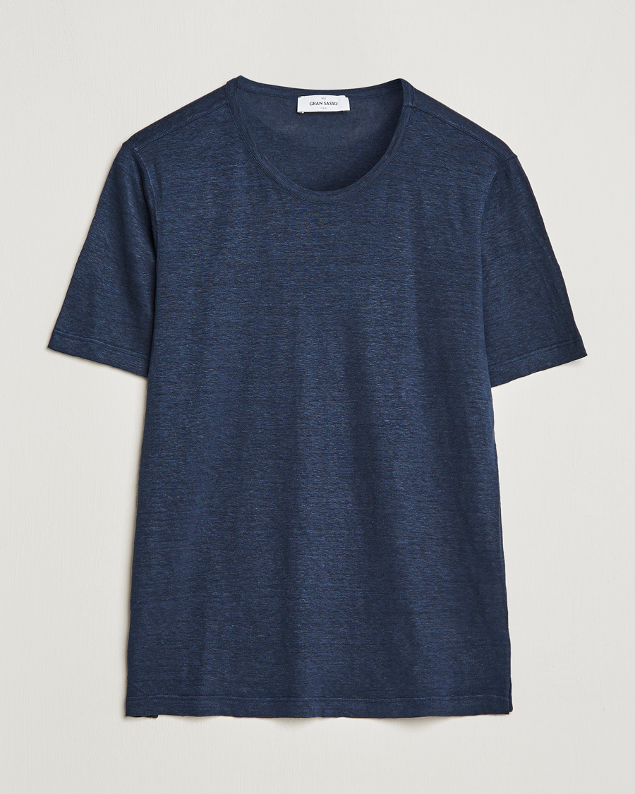 Uomini | T-shirt | Gran Sasso | Washed Linen Tee Navy