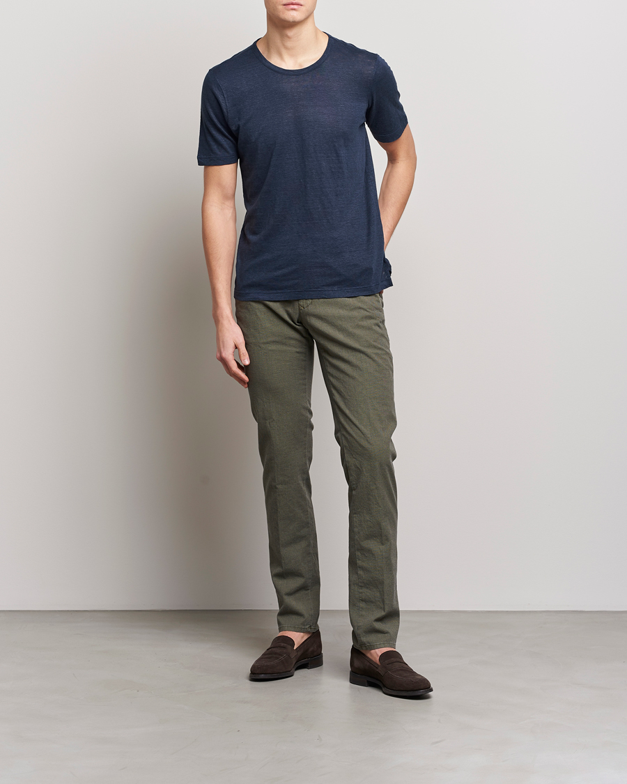 Uomini | T-shirt | Gran Sasso | Washed Linen Tee Navy