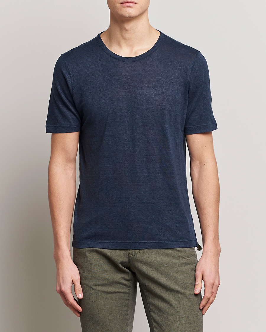 Uomini | T-shirt | Gran Sasso | Washed Linen Tee Navy
