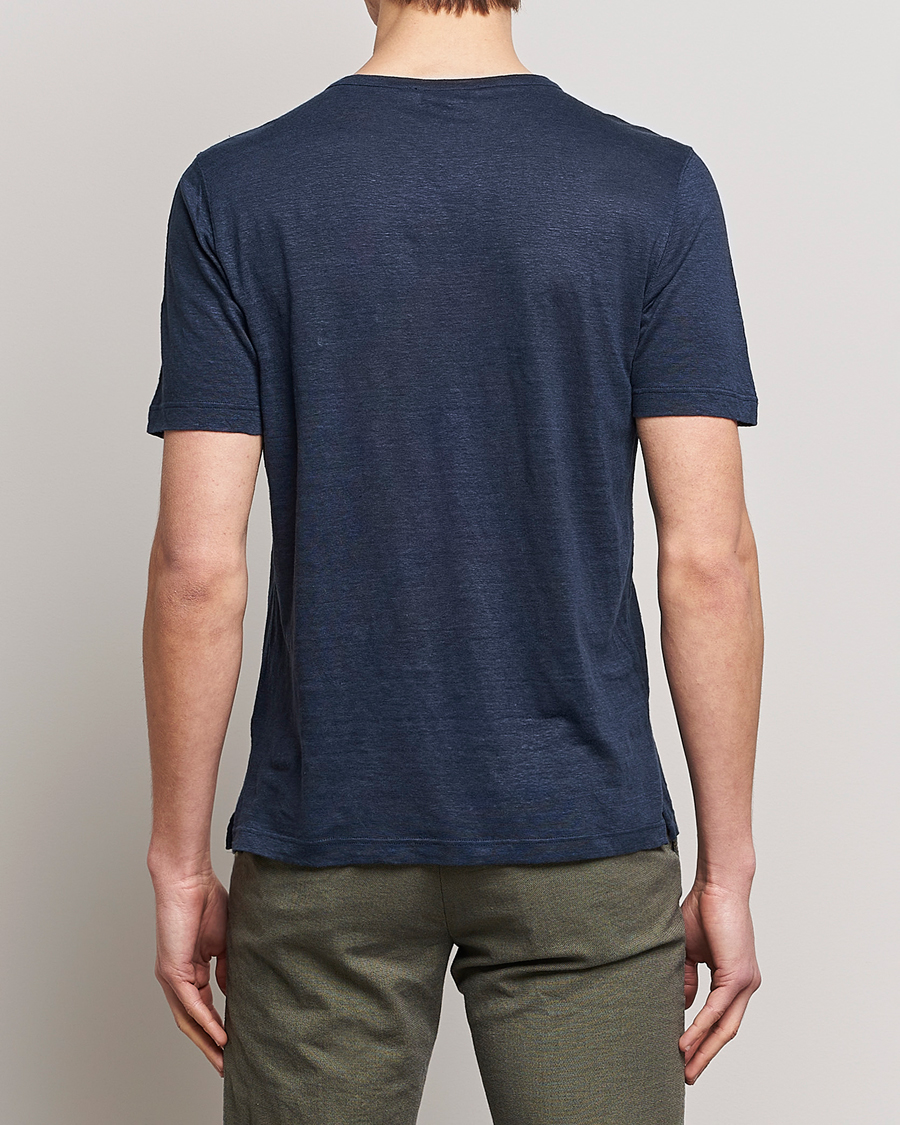 Uomini | T-shirt | Gran Sasso | Washed Linen Tee Navy