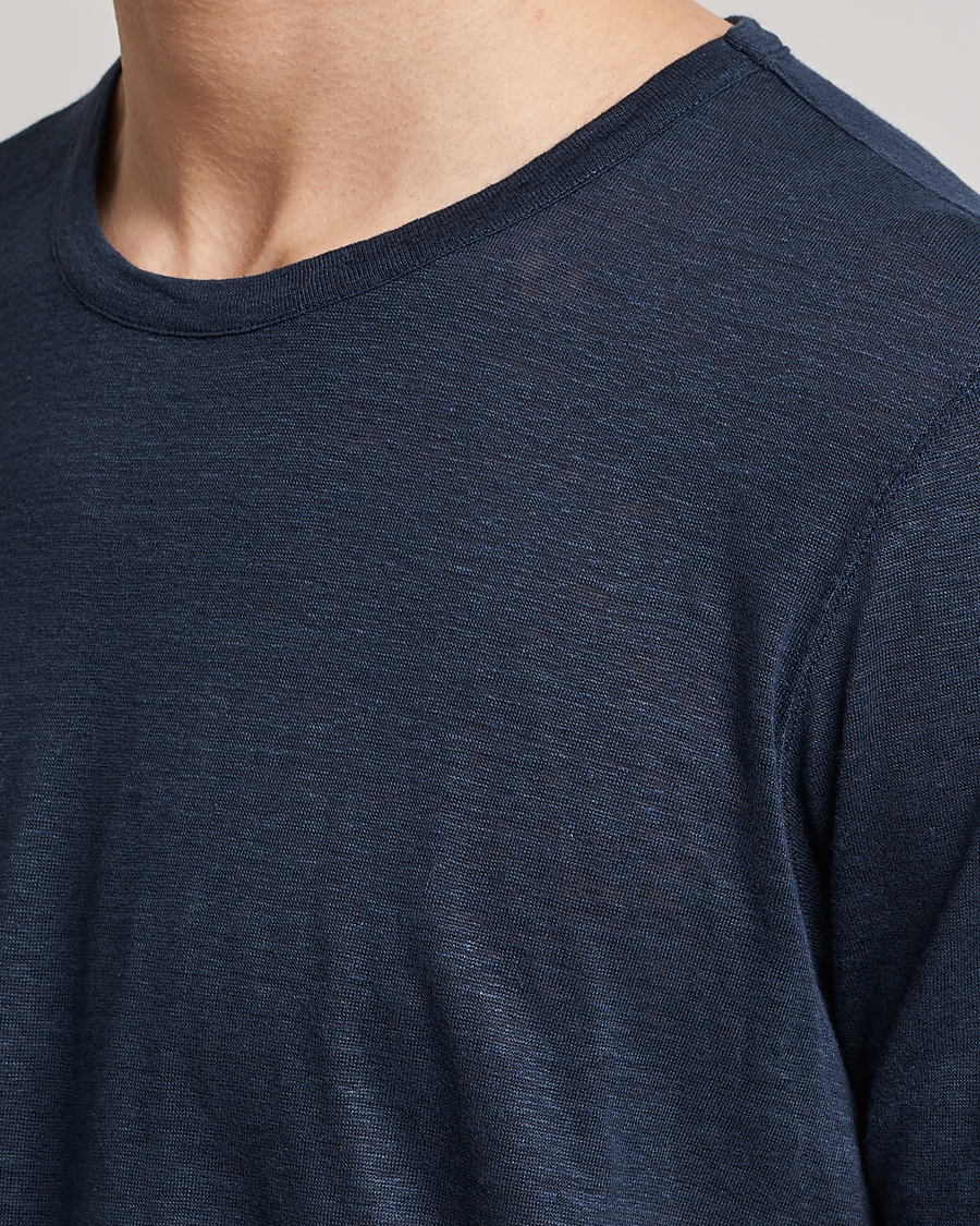 Uomini | T-shirt | Gran Sasso | Washed Linen Tee Navy
