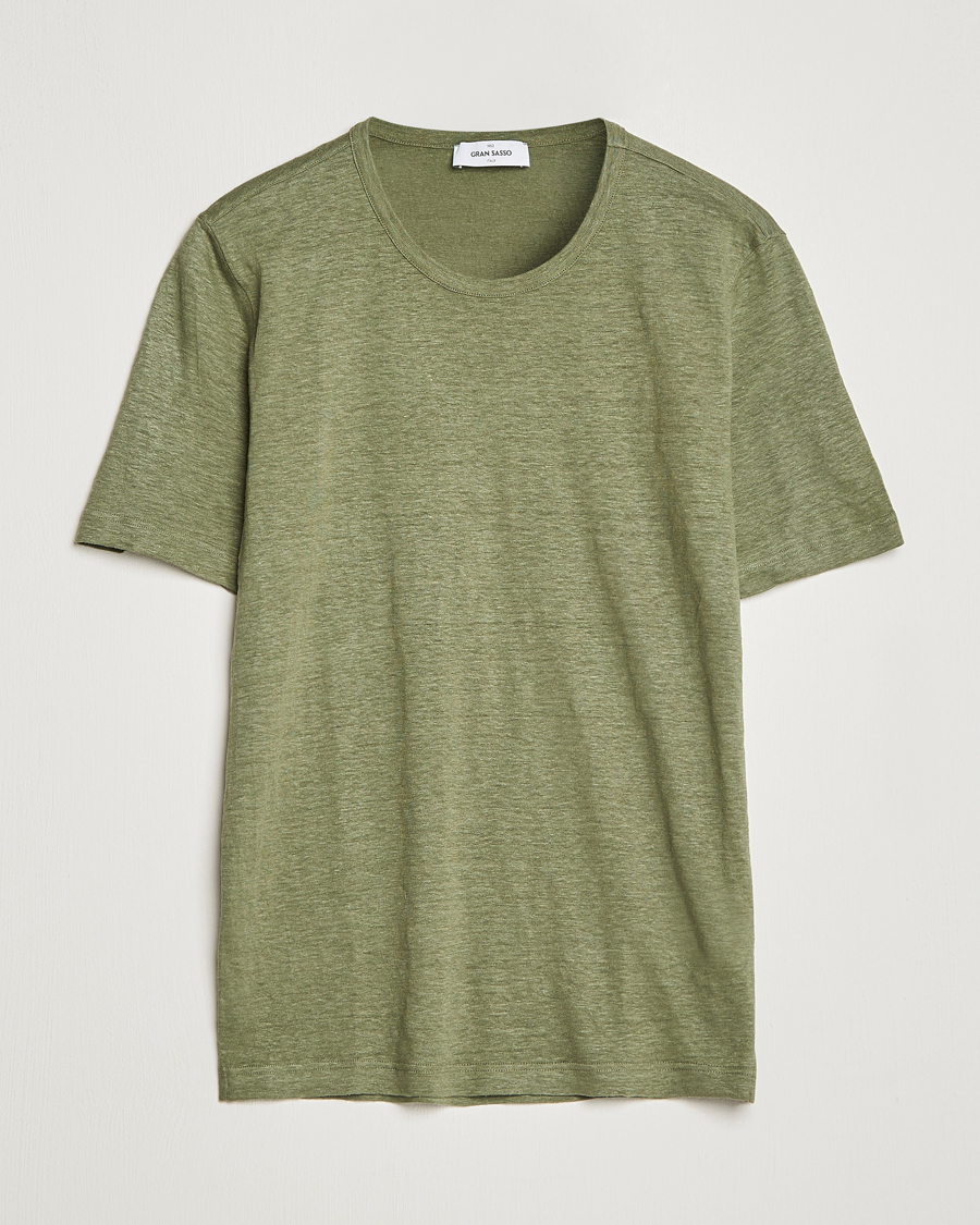 Uomini | T-shirt | Gran Sasso | Washed Linen Tee Olive