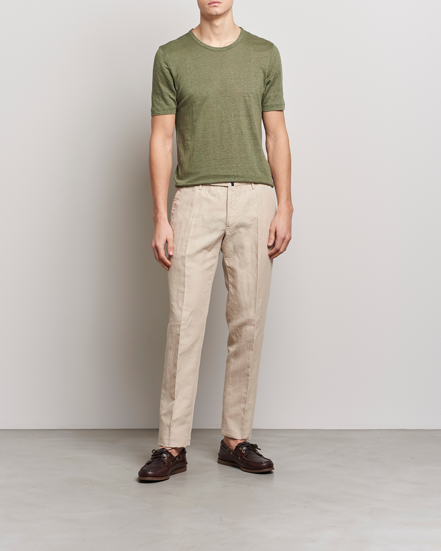 Uomini | T-shirt | Gran Sasso | Washed Linen Tee Olive