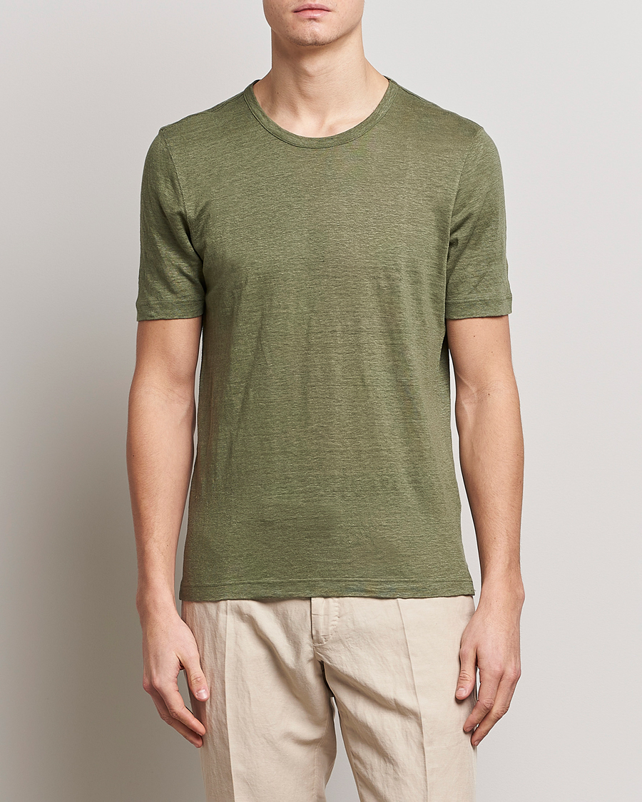 Uomini | T-shirt | Gran Sasso | Washed Linen Tee Olive