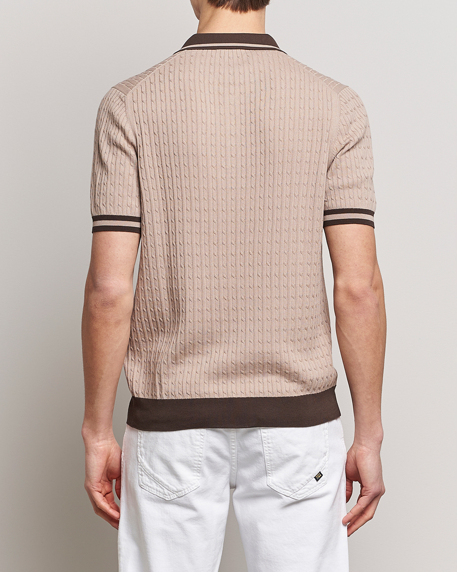 Uomini | Polo | Gran Sasso | Cable Knitted Contrast Polo Beige