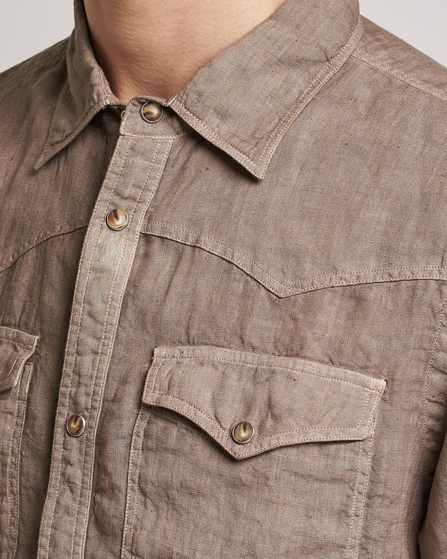 Uomini | Camicie | Gran Sasso | Casual Pocket Linen Shirt Medium Brown