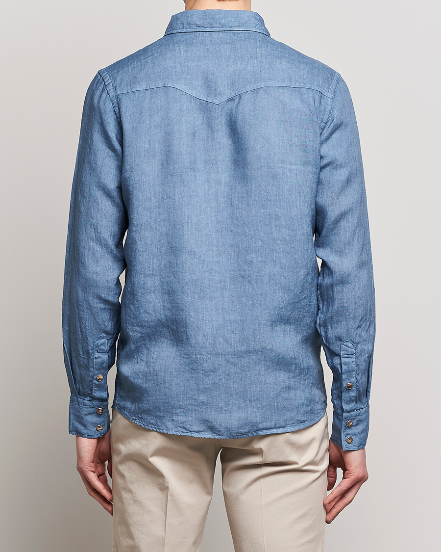 Uomini | Camicie | Gran Sasso | Casual Pocket Linen Shirt Blue