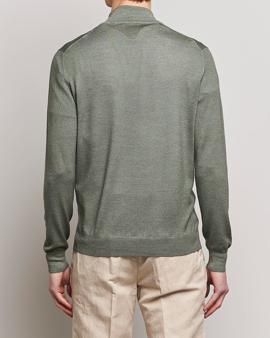 Uomini | Maglieria | Gran Sasso | Summer Merino Half Zip Sweater Green Melange