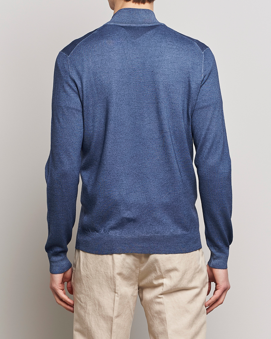 Uomini | Maglieria | Gran Sasso | Summer Merino Half Zip Sweater Blue Melange