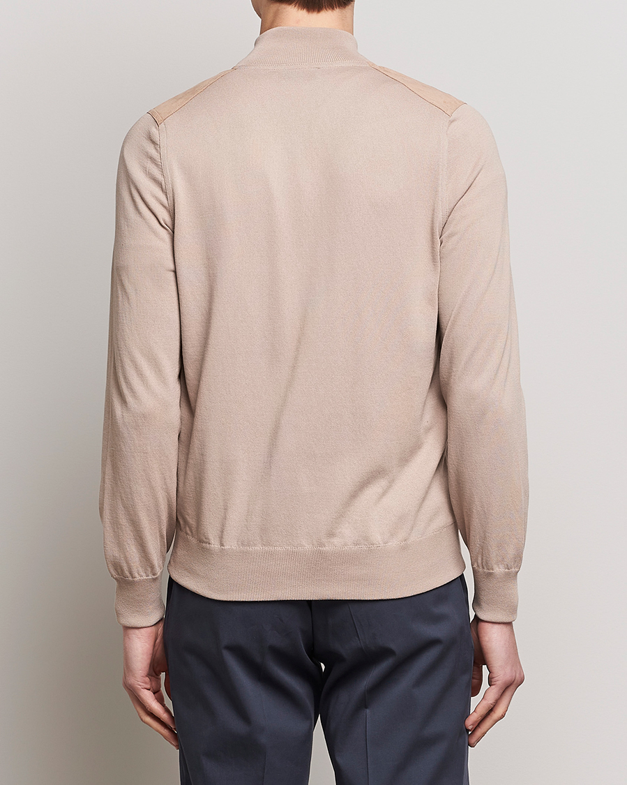 Uomini | Maglieria | Gran Sasso | Knitted Cotton/Alcantara Full Zip Beige