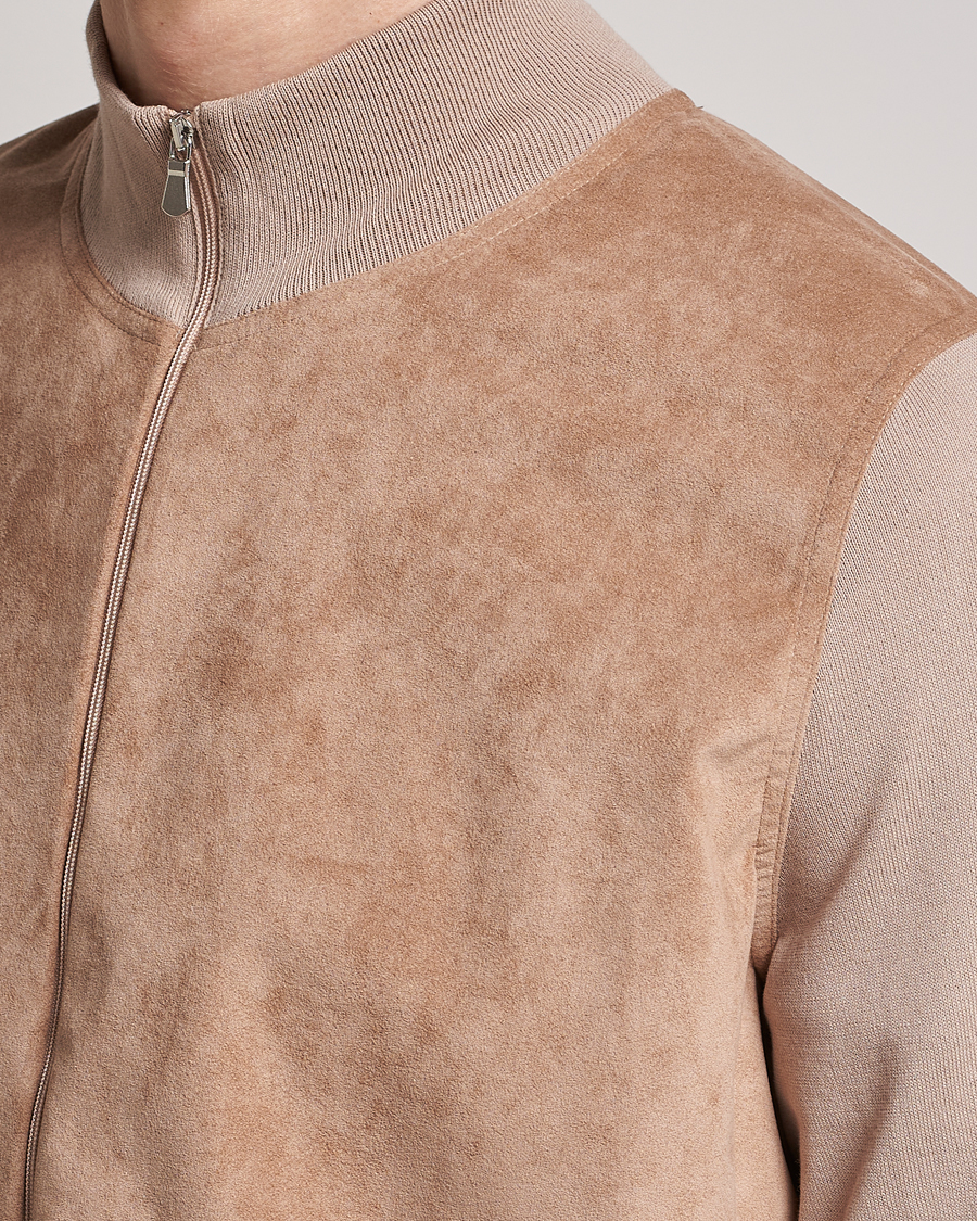 Uomini | Maglieria | Gran Sasso | Knitted Cotton/Alcantara Full Zip Beige