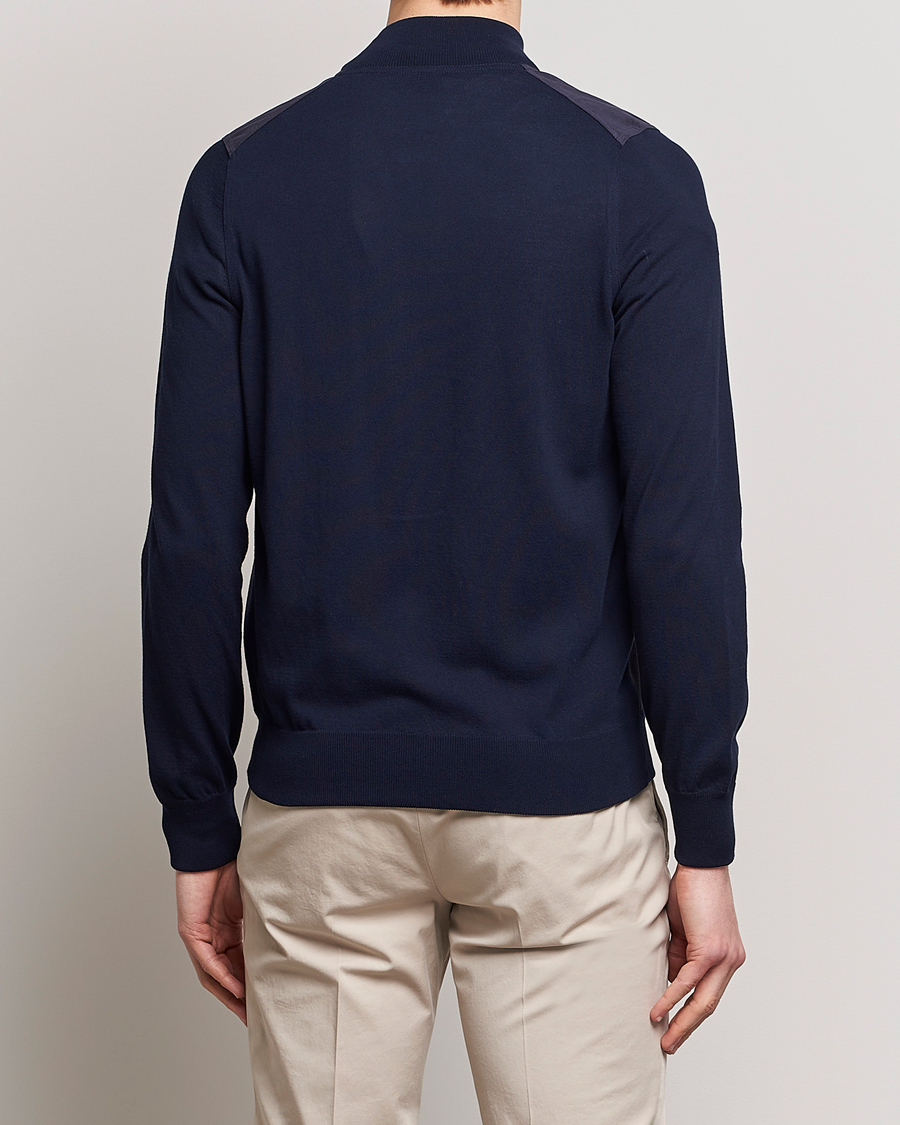 Uomini | Maglieria | Gran Sasso | Knitted Cotton/Alcantara Full Zip Navy