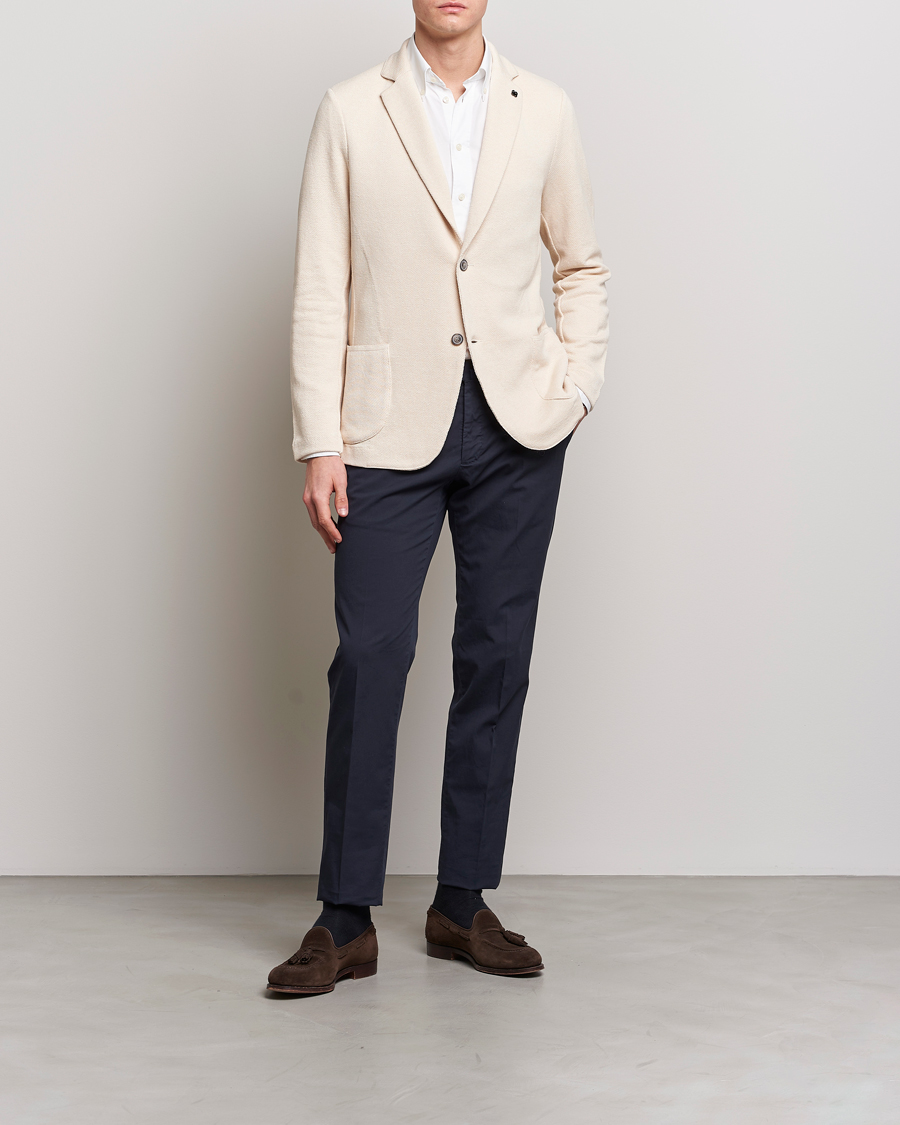 Uomini | Blazers | Gran Sasso | Structured Cotton/Linen Blazer Cream