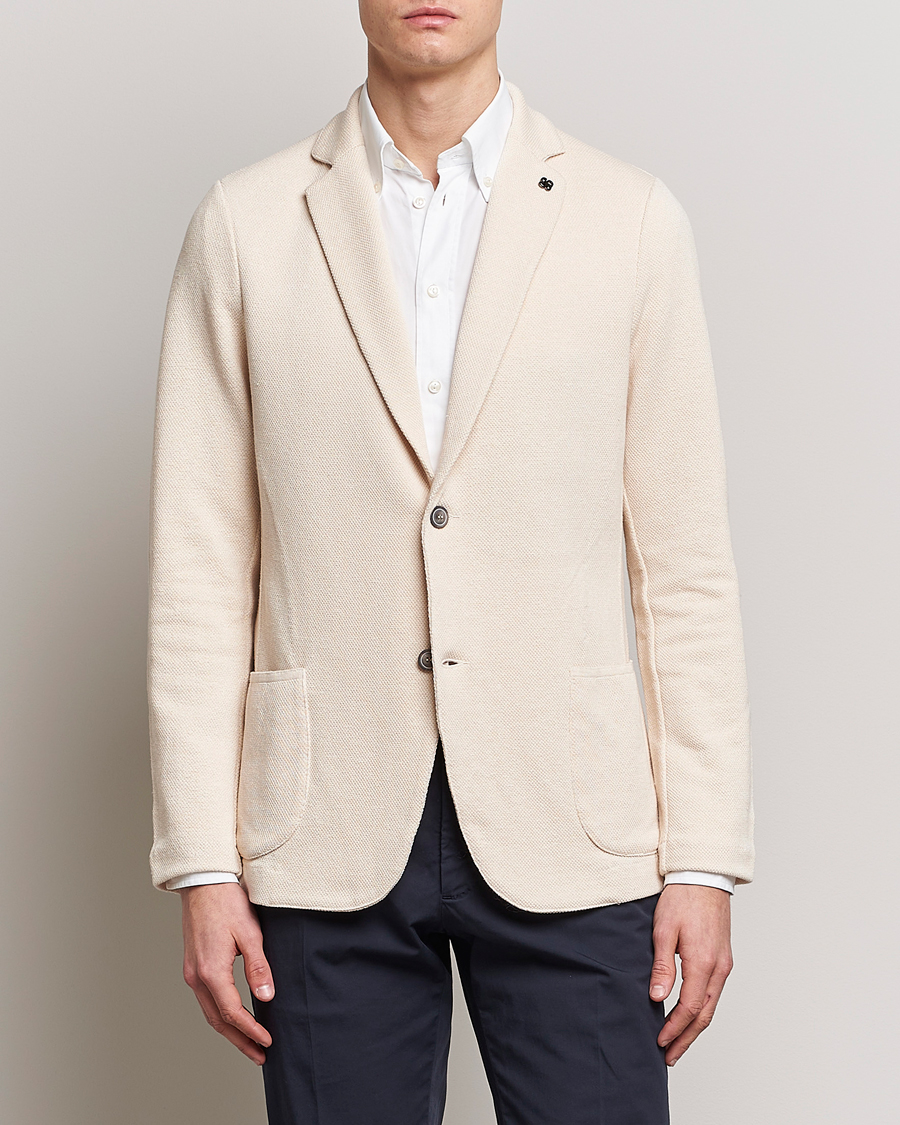 Uomini | Blazers | Gran Sasso | Structured Cotton/Linen Blazer Cream