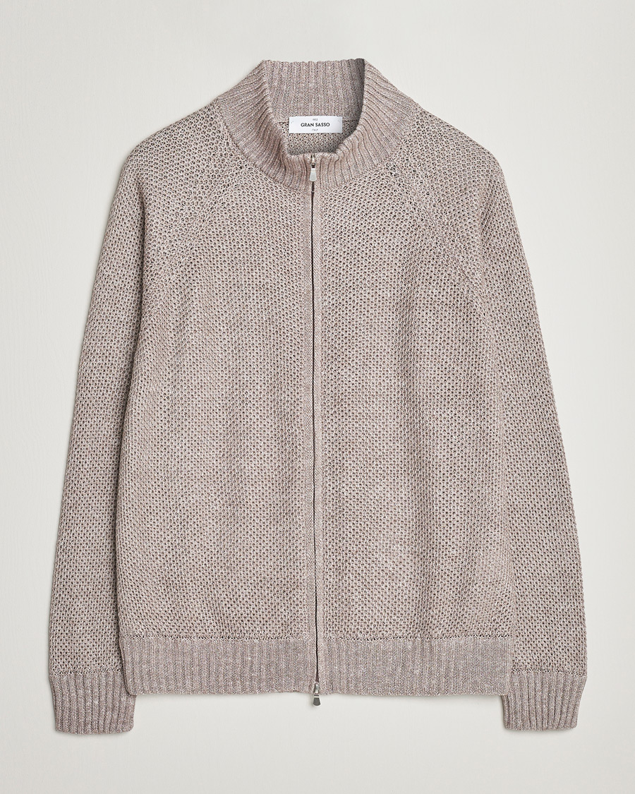 Uomini | Maglieria | Gran Sasso | Structured Cotton/Linen Full Zip Beige Melange