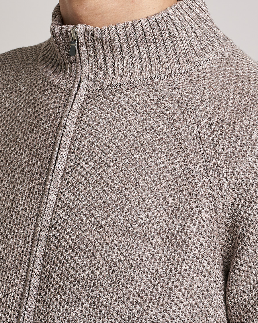Uomini | Maglieria | Gran Sasso | Structured Cotton/Linen Full Zip Beige Melange