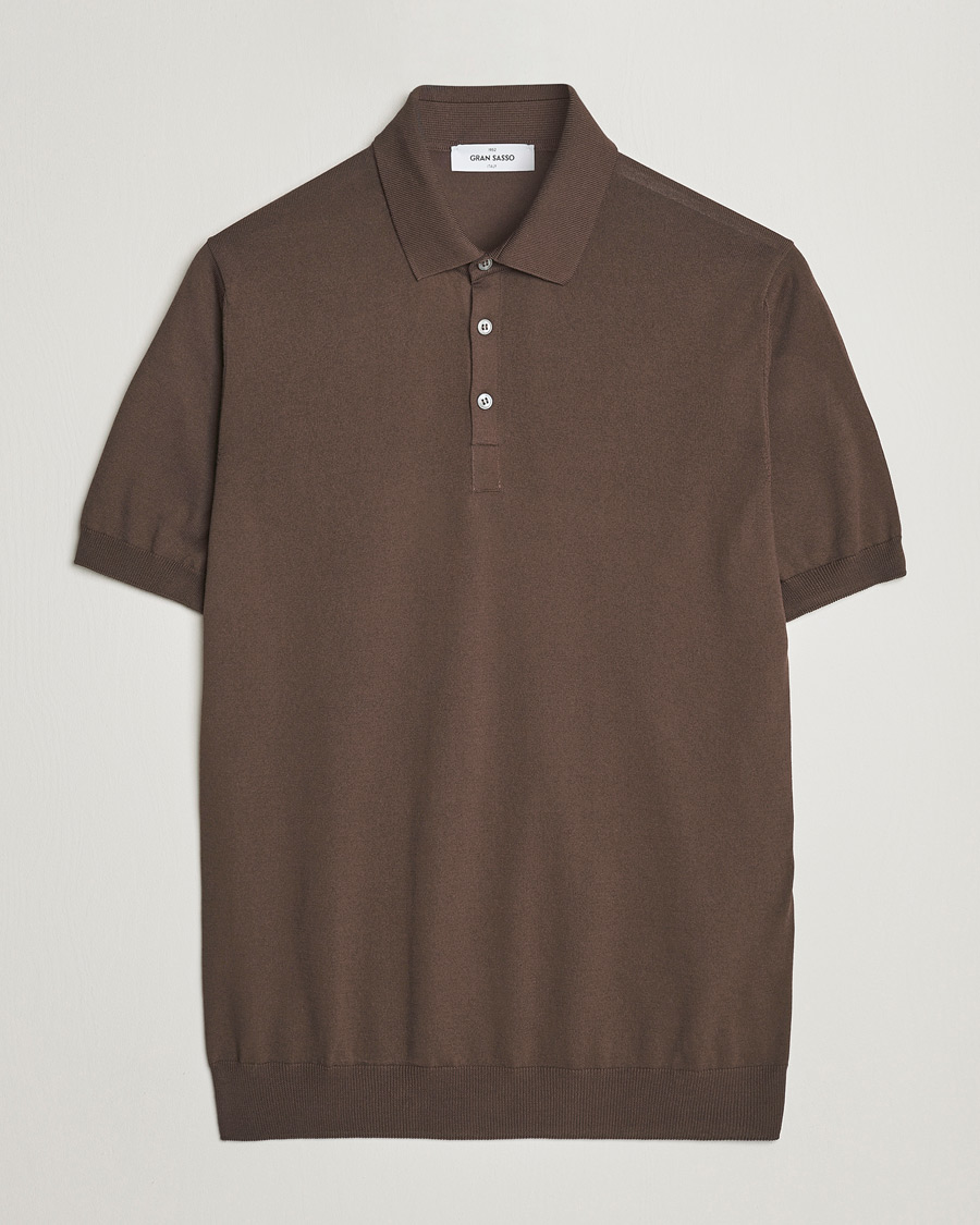 Uomini | Polo | Gran Sasso | Cotton Knitted Polo Dark Brown