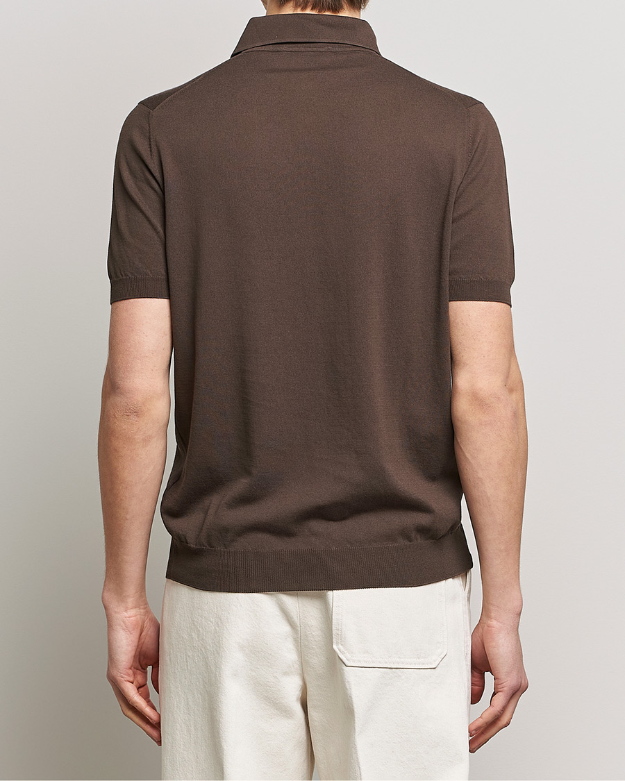 Uomini | Polo | Gran Sasso | Cotton Knitted Polo Dark Brown