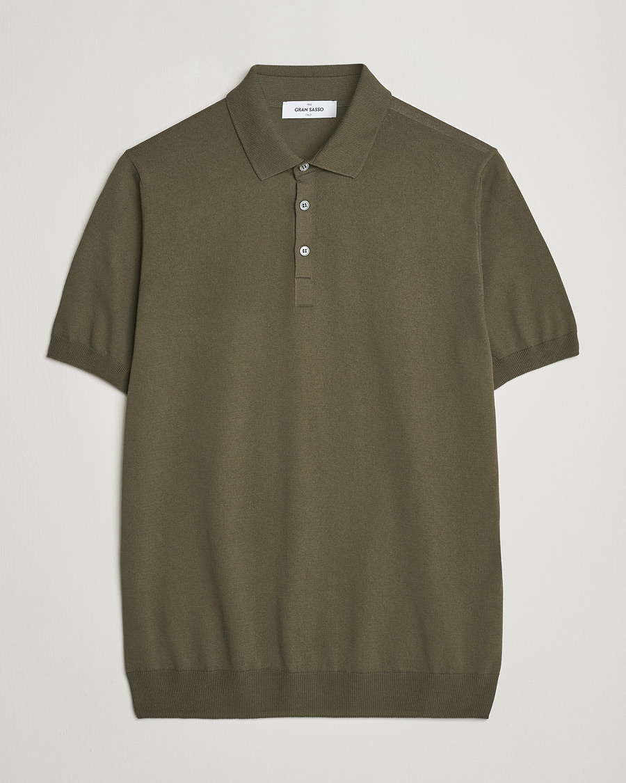 Uomini | Polo | Gran Sasso | Cotton Knitted Polo Dark Olive