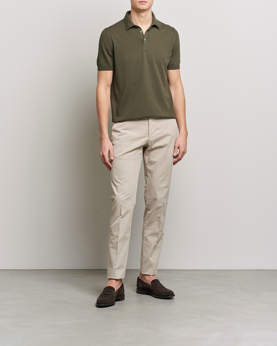 Uomini | Polo | Gran Sasso | Cotton Knitted Polo Dark Olive