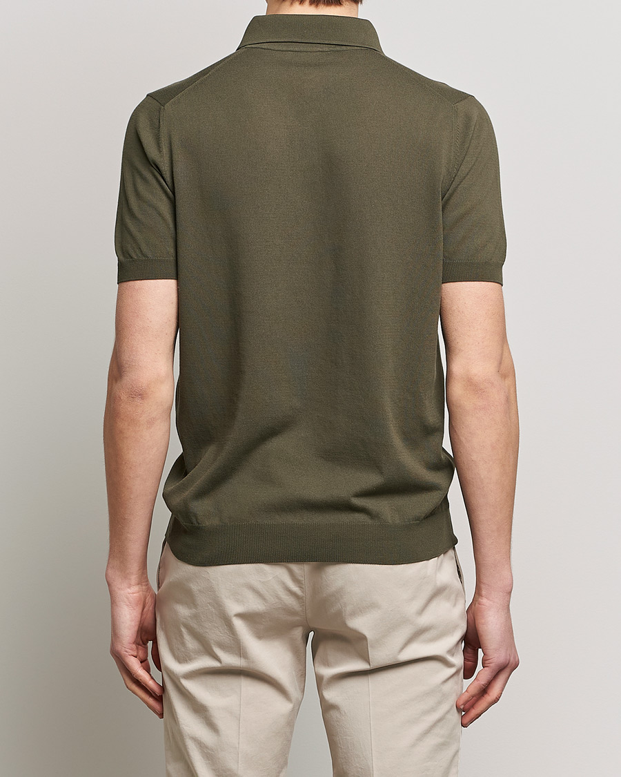 Uomini | Polo | Gran Sasso | Cotton Knitted Polo Dark Olive