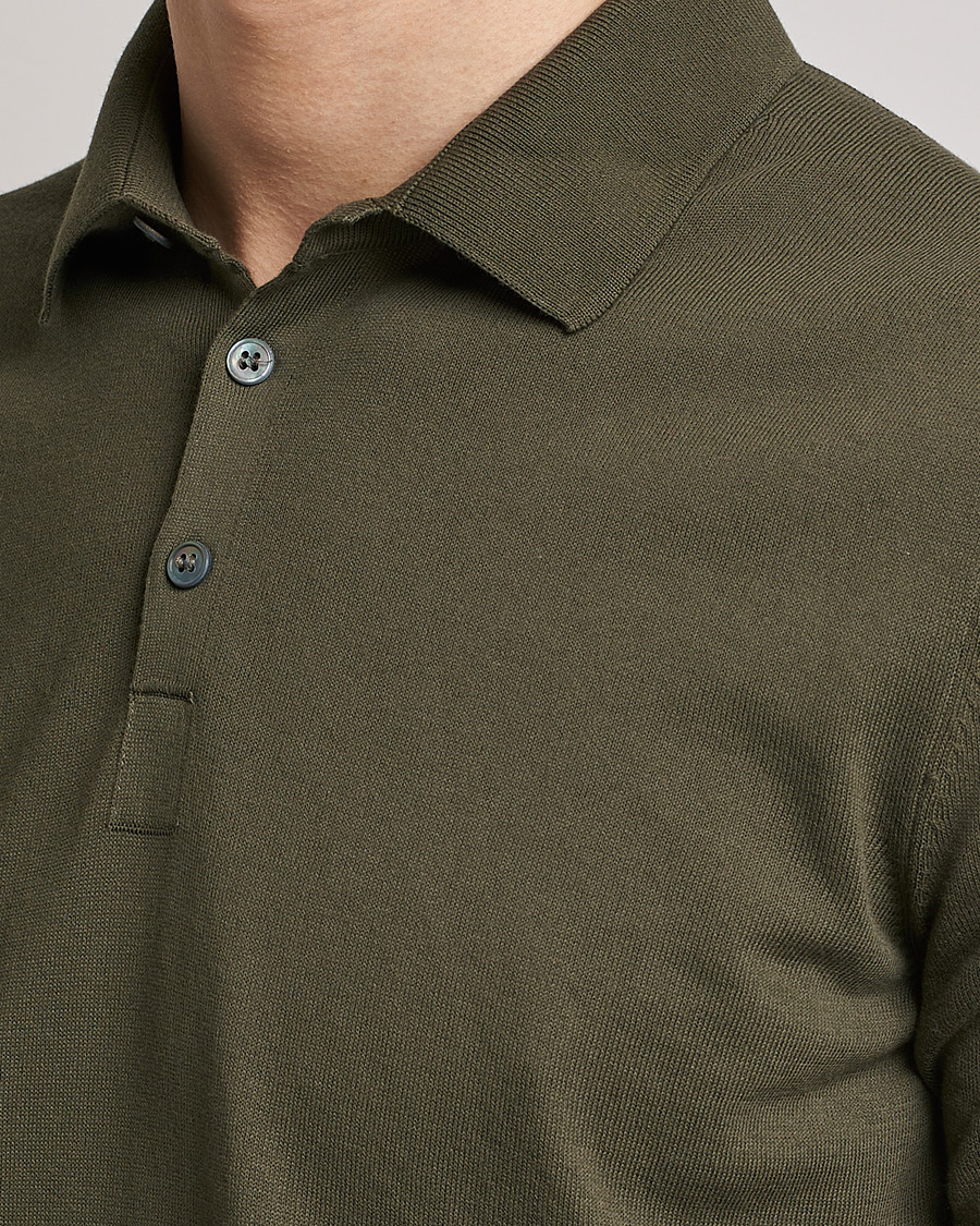 Uomini | Polo | Gran Sasso | Cotton Knitted Polo Dark Olive