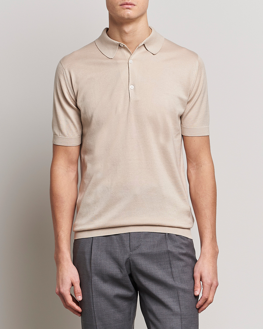 Uomini | Polo | John Smedley | Adrian Slim Fit Sea Island Polo Almond