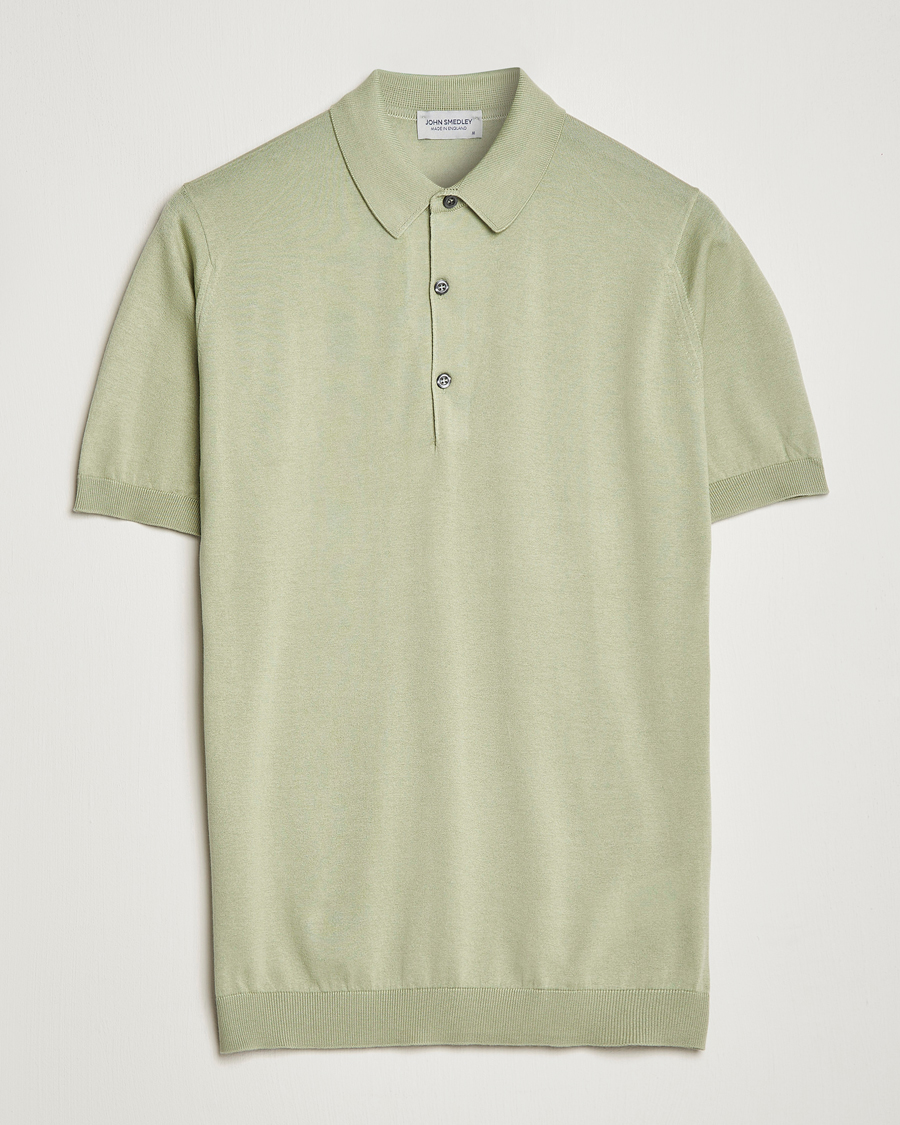 Uomini | Polo | John Smedley | Adrian Slim Fit Sea Island Polo Desert Green